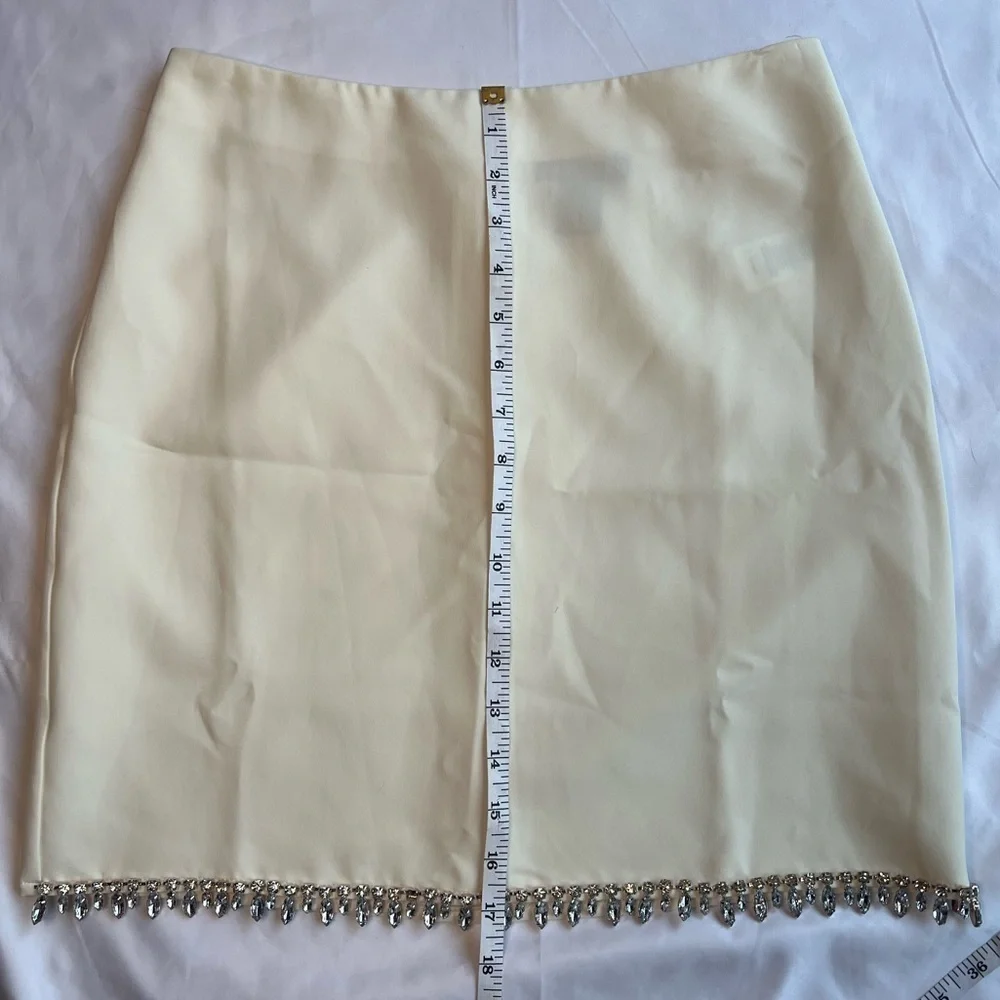 Sincerely Jules Ivory White Rhinestone Fringe Mini Skirt Medium